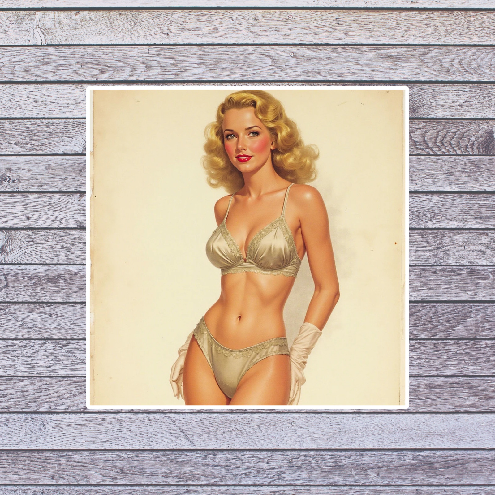 Pinup Girl sticker vinyl decal retro lingerie blonde 1950s glamour art