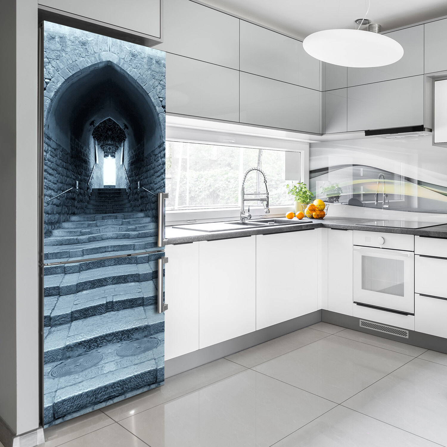 Magnet Sticker Refrigerator removable Architecture Old Street stairs