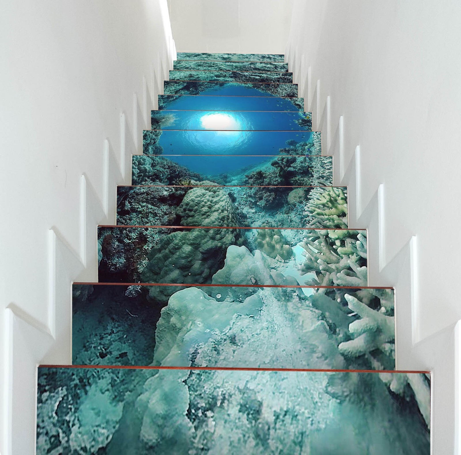 3D Ocean Light W192 Stairs Risers Decoration Photo Mural Vinyl Wallpaper Vera