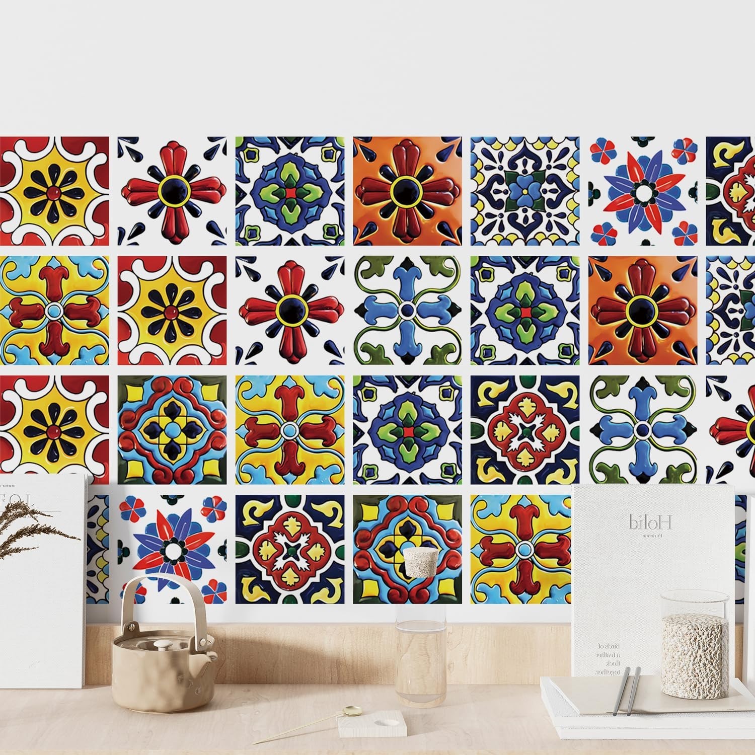 Boho Talavera Peel and Stick Tile Stickers – Easy DIY Backsplash for Kitchen …