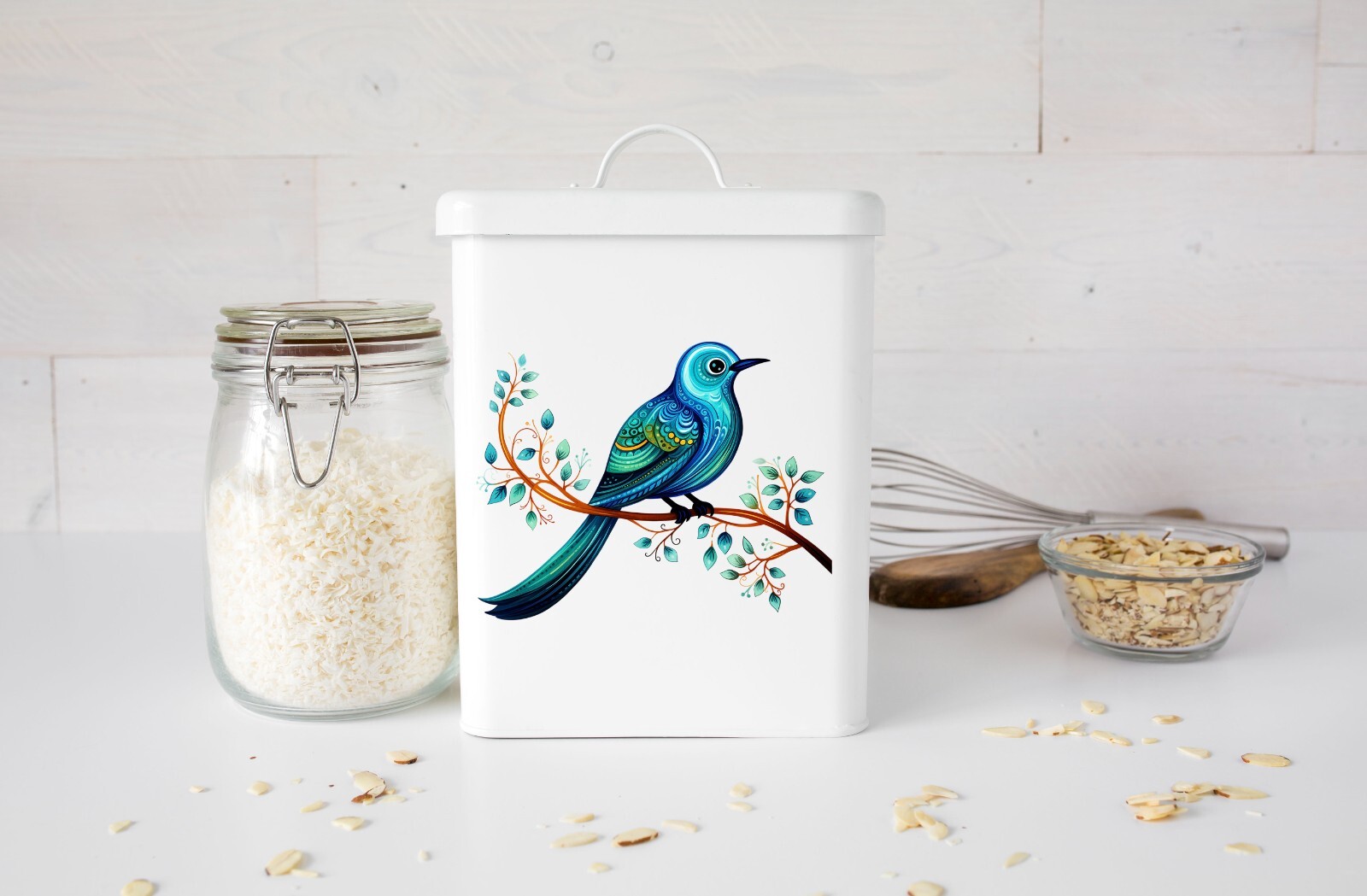 Blue Doodle Bird UV DTF Transparent Sticker / Decal