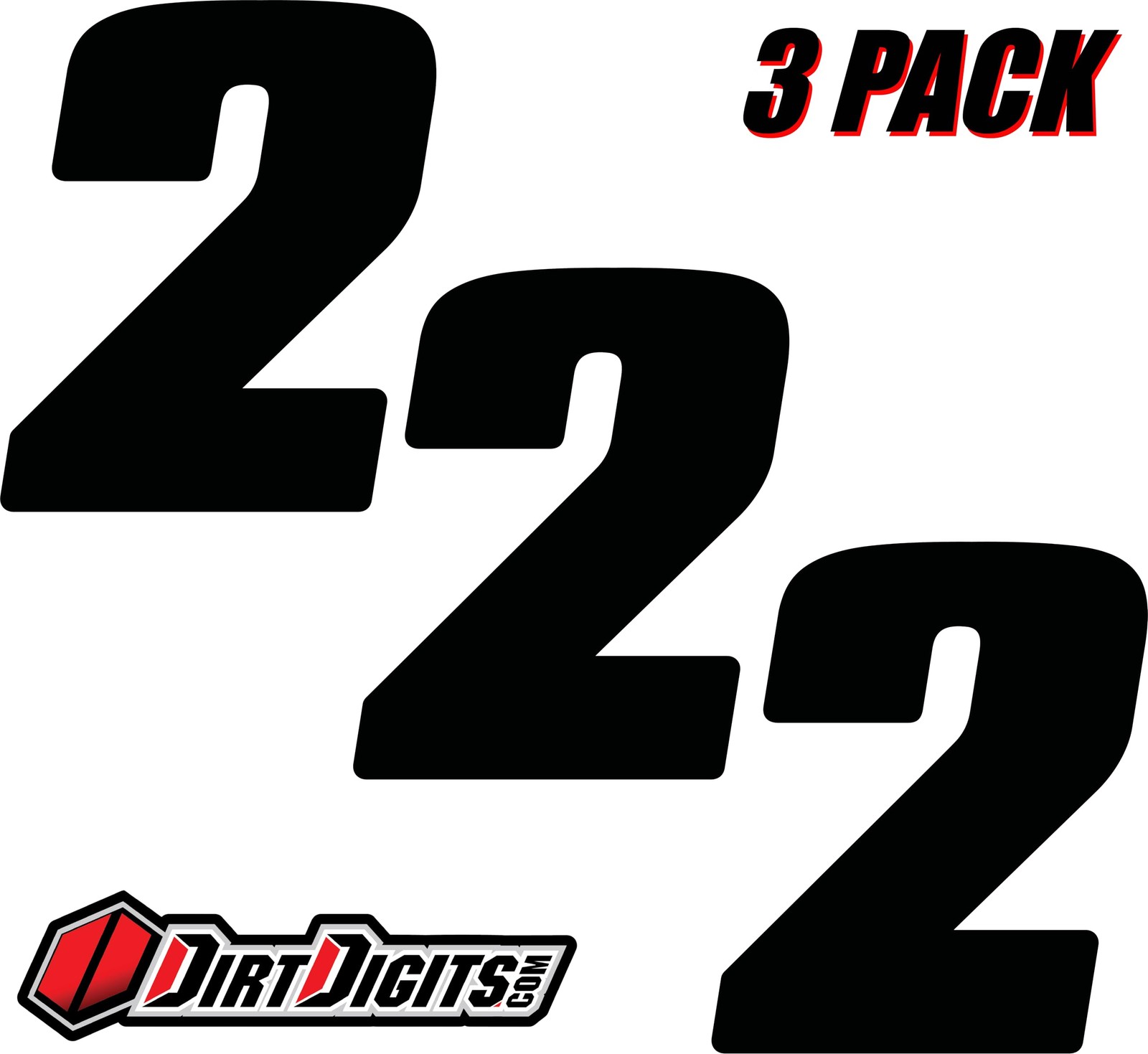 High Gloss Black Motorsport Number Stickers for Motocross PWC Racing 3 Pack
