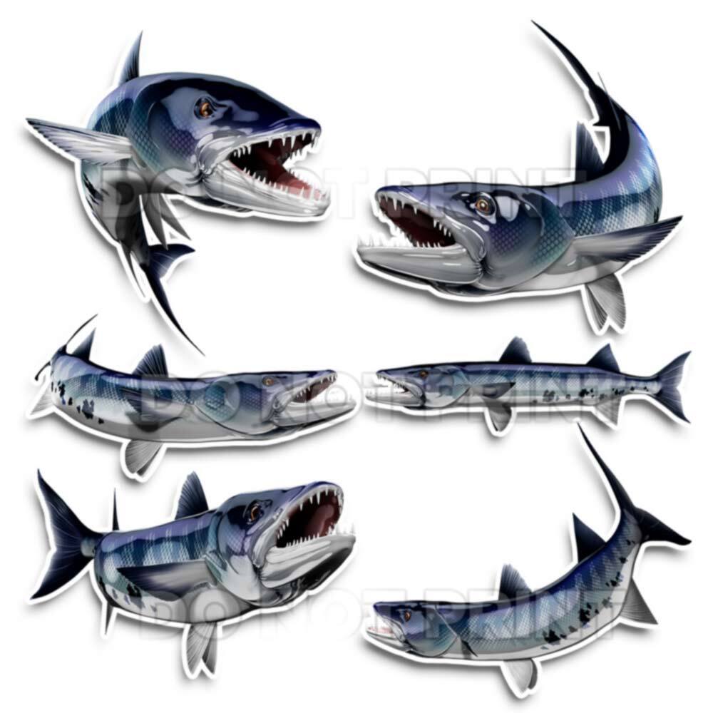 Barracuda Decals Fish Stickers Vinyl Tackle Box Stickers – Set of 2 #128