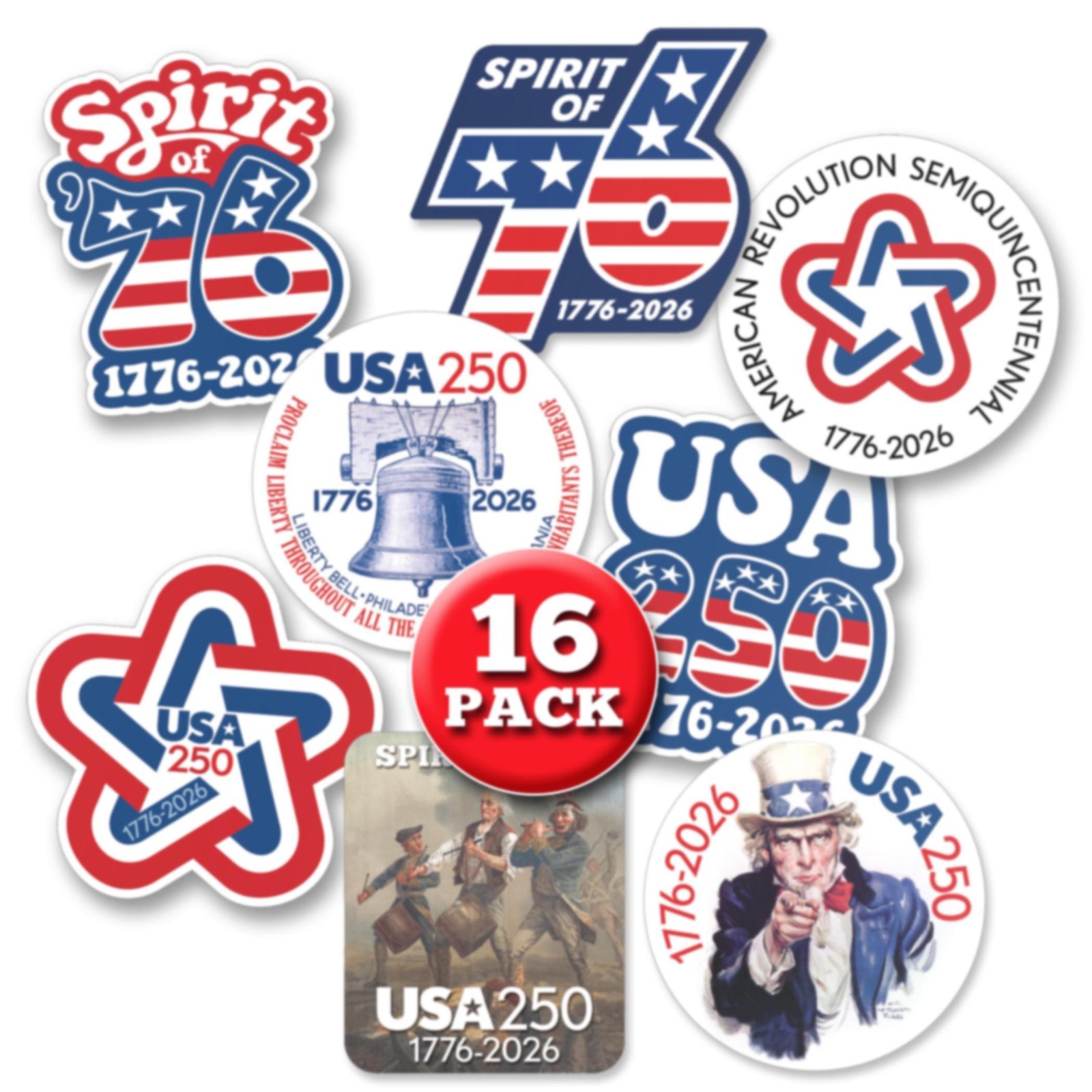 USA Die Cut Stickers – vinyl decals America, Semiquincentennial, 250 Freedom