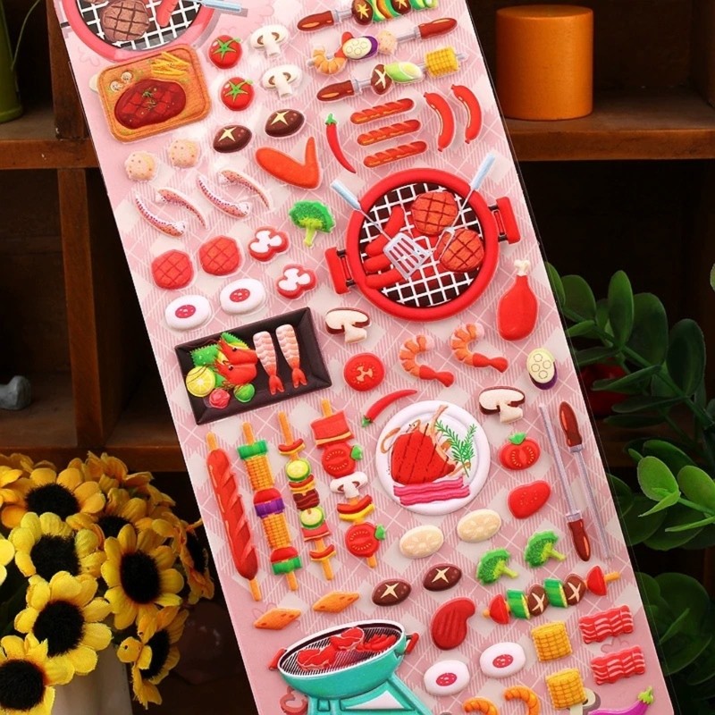 Plastic Pizzas Sticker 3D Kids Craft Assorted Designs Safe Material NoResidue