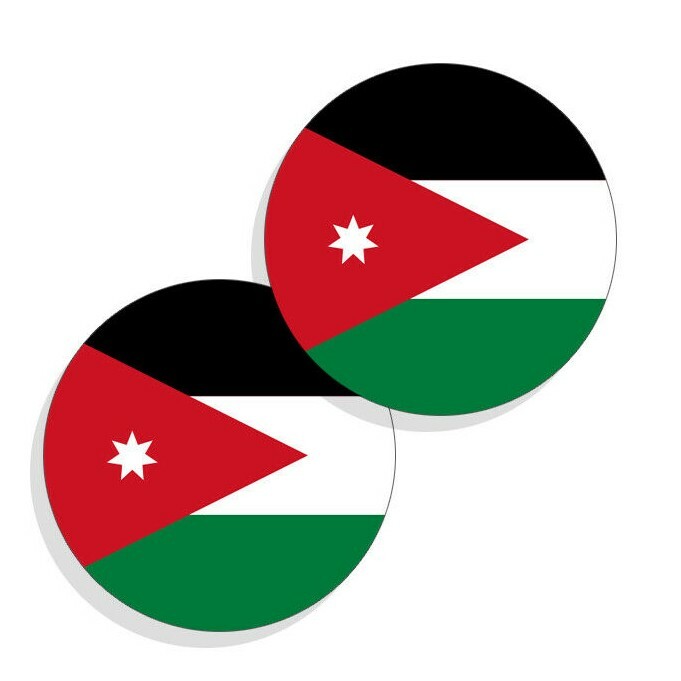 Jordan Flag Stickers Flag Decals Vinyl Round Indoor Outdoor Circles 4 pack