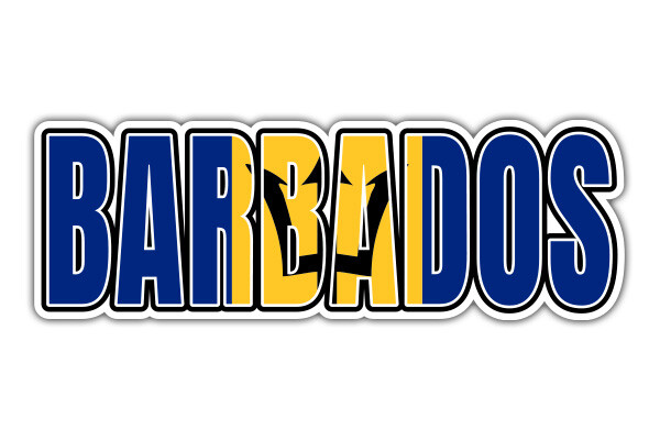 Barbados Flag Country Name Vinyl Sticker – SELECT SIZE