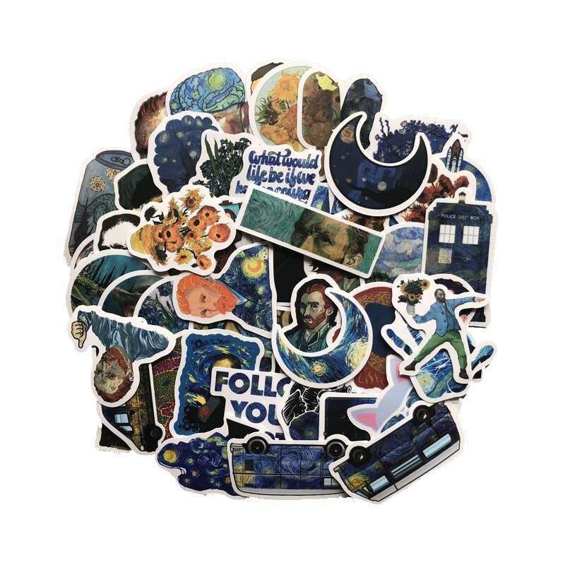 90pcs Famous Painting Vinyl Stickers, Artist Monet Van Gogh,007009