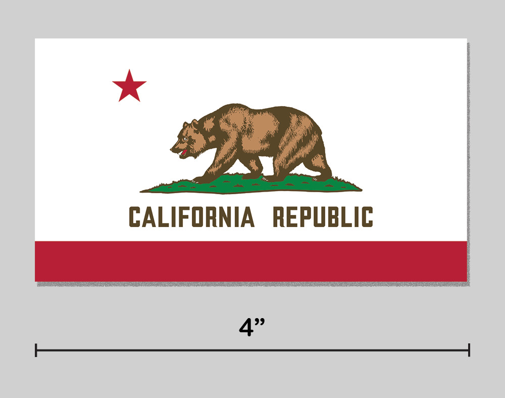 California Sticker CA State Flag 4" Vinyl Decal