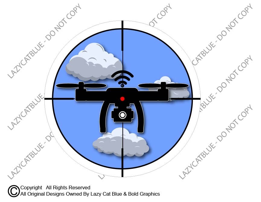 Drone Crosshairs Decal Sticker Spies Drones Citizen Privacy Zone Spy Anti-Drone
