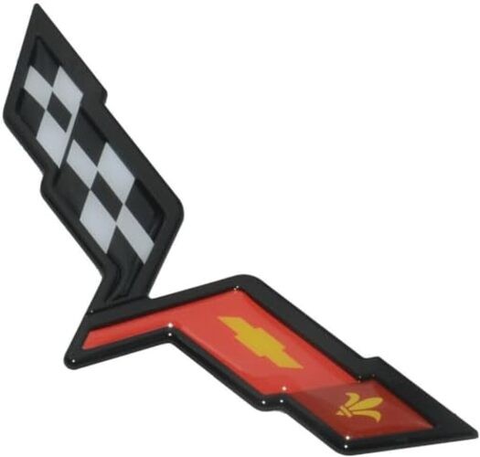1Pcs Front Hood & Rear Fascia Crossed Flags Emblems Car 3D Badge Nameplate