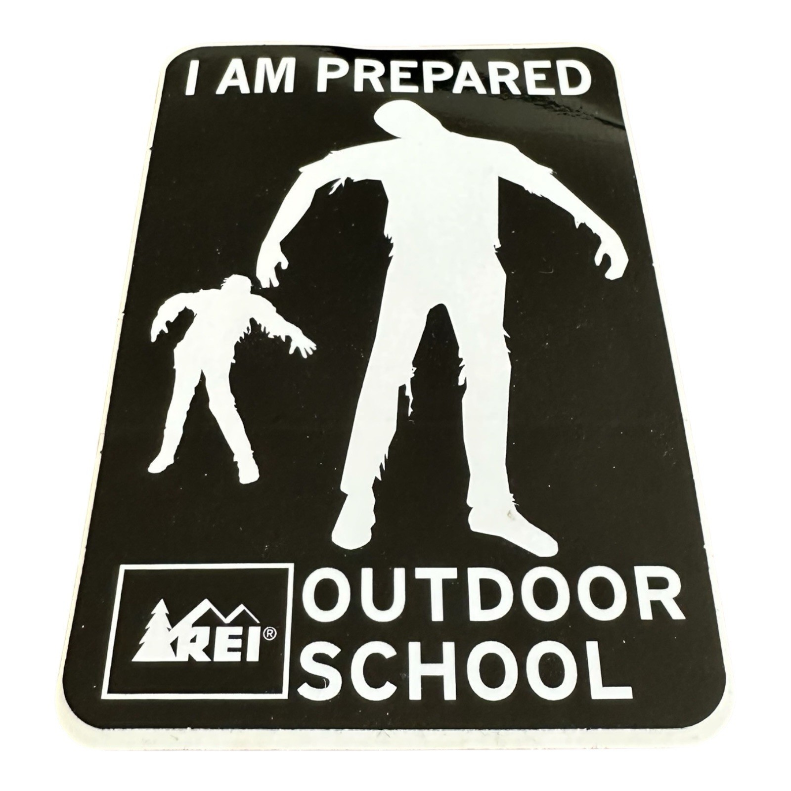 REI I Am Prepared Outdoor School Black Zombie Sticker Decal – 4.5×3 inches