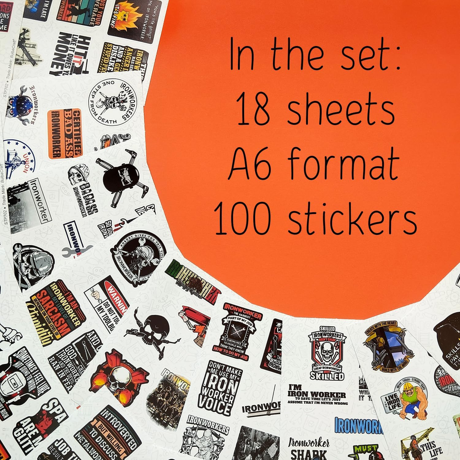 Bulbacraft 100Pcs Funny Ironworker Stickers for Hard Hat, Ironworker Decals for