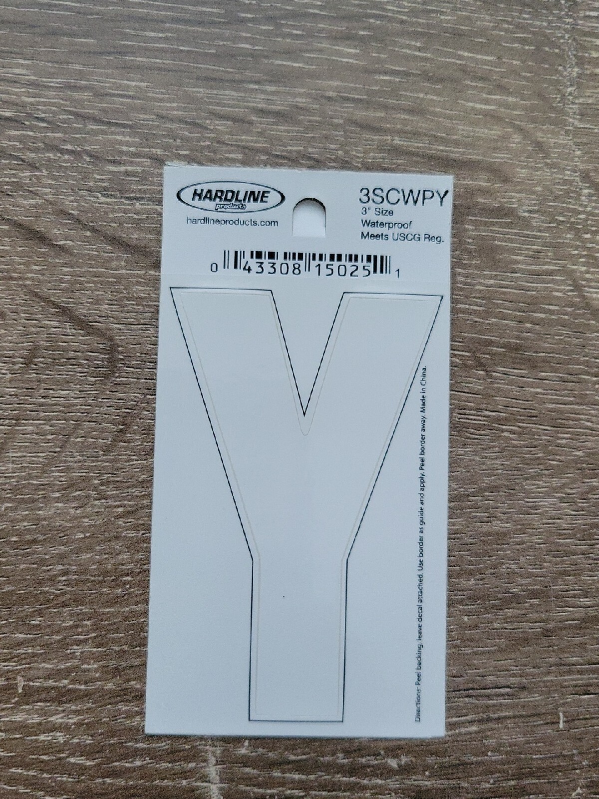 Hardline Self Adhesive Letter Y Glossy White 3" Super Stick, Waterproof. 3SCWPY