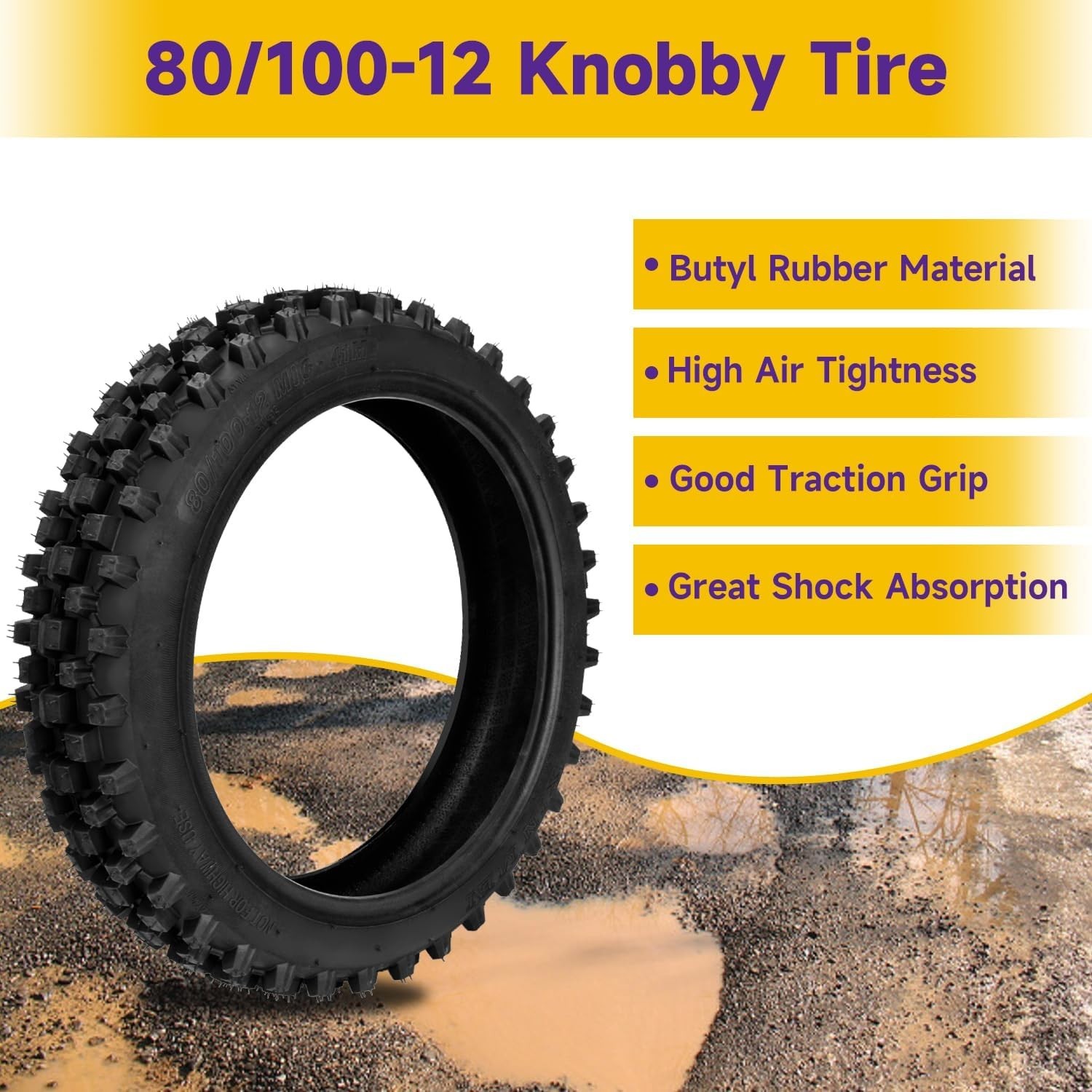 Dirt Bike Rear Tire and Inner Tube 3.00-12 80/100-12 90cc-125cc XR70 CRF70