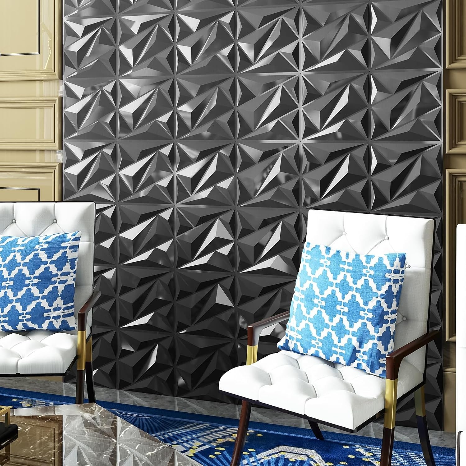 Transform Your Walls with 33 Silver 3D PVC Panels – 32 Sq.Ft. Coverage