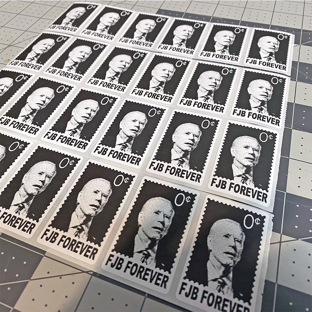 Joe Biden Stamps Zero Cents FJB Forever Parody Funny Bulk Stickers LGB Statement