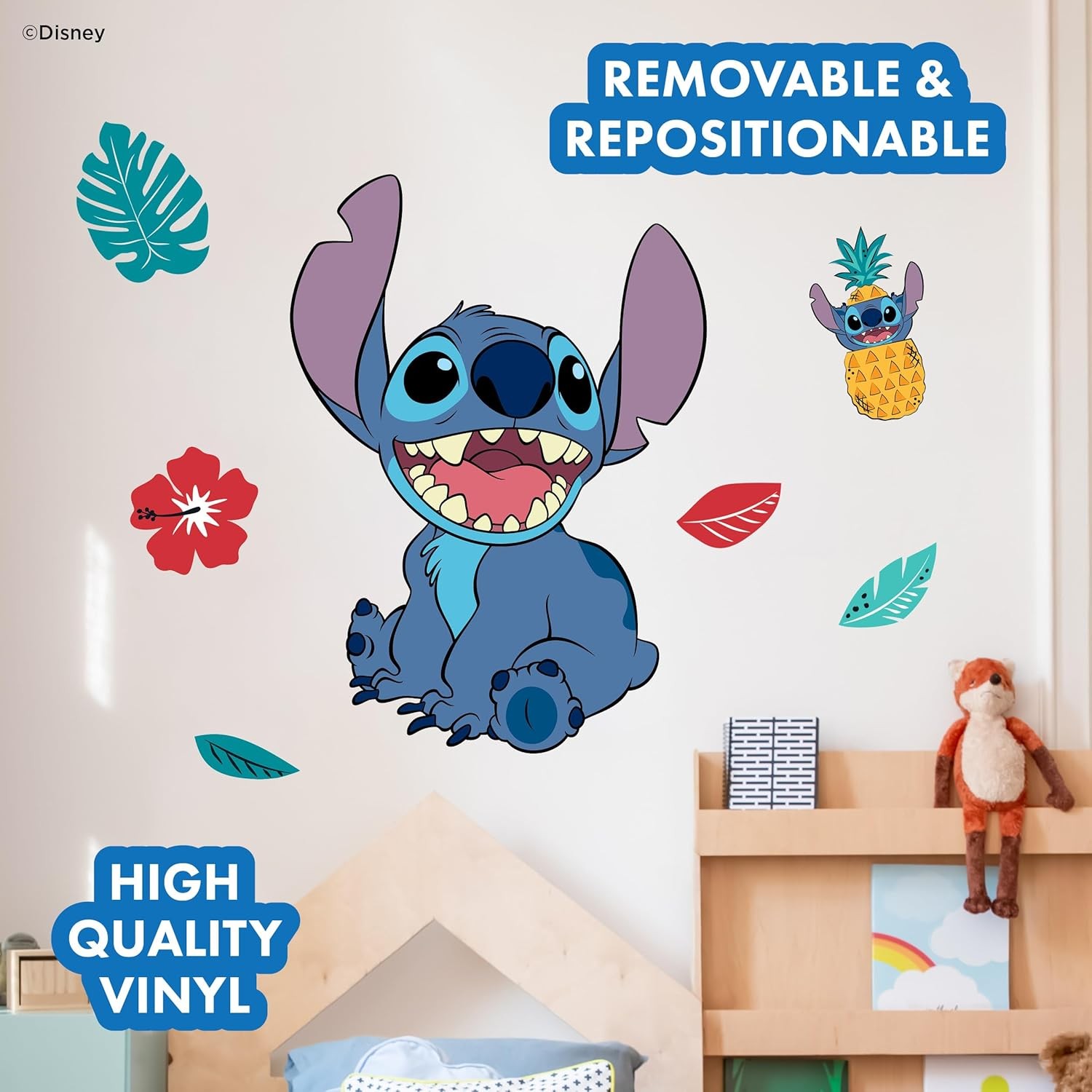 Disney Lilo and Stitch Wall Decals – 20" Stitch Wall Vinyl Stickers Bedroom D…