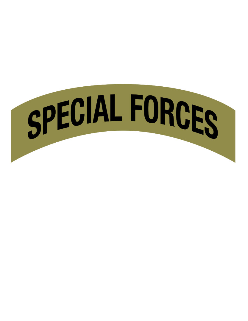 SPECIAL FORCES MILITARY TAB (BLACK ON OLIVE) U.S. ARMY