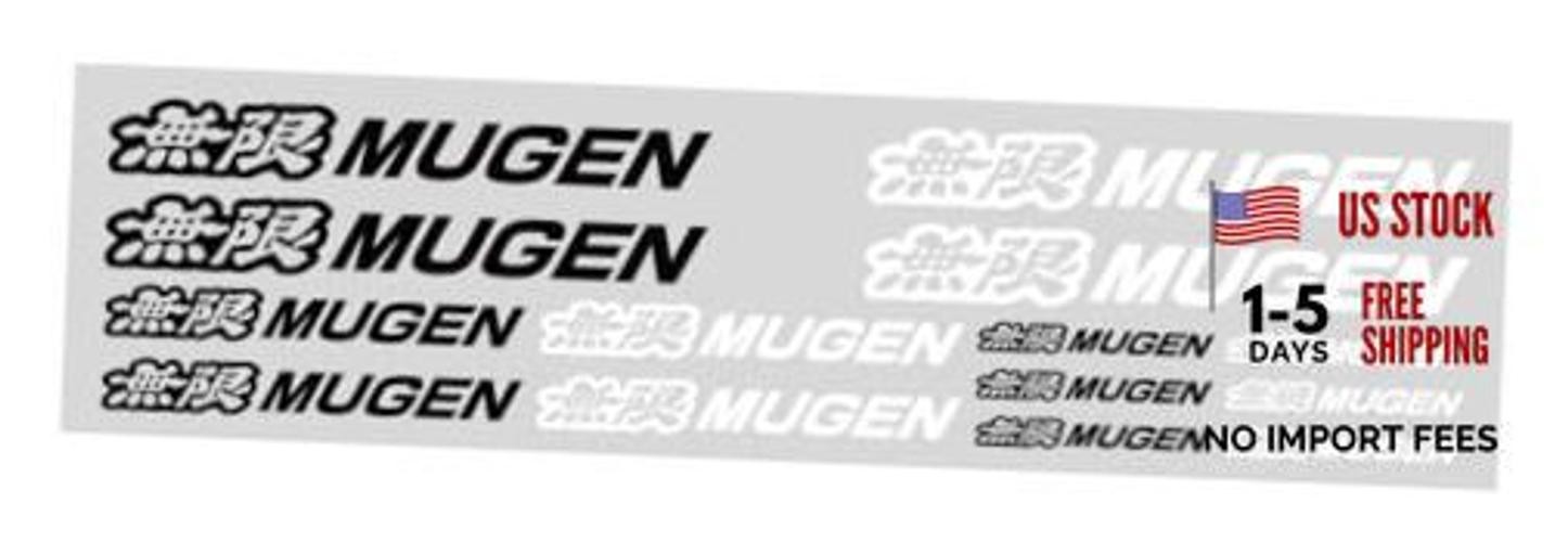 Genuine Mugen Sticker Decal Set BLK/WHT 3.25', 2.25', 1.25' – 14 PCs