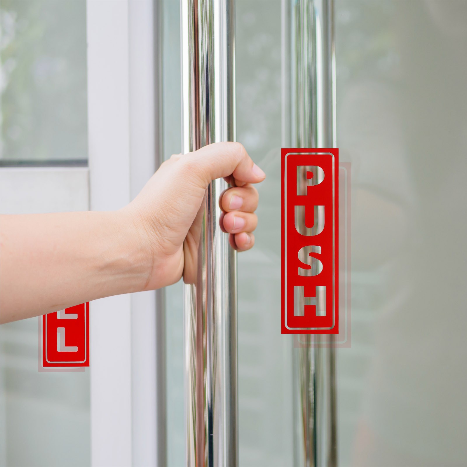 2Set 2"x5" PVC Adhesive Vertical Push Pull Door Sign White