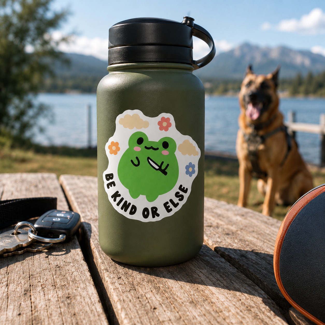 Cute Frog Sticker Be Kind or Else Vinyl Decal for Laptop Water Bottle 4×4 Inches