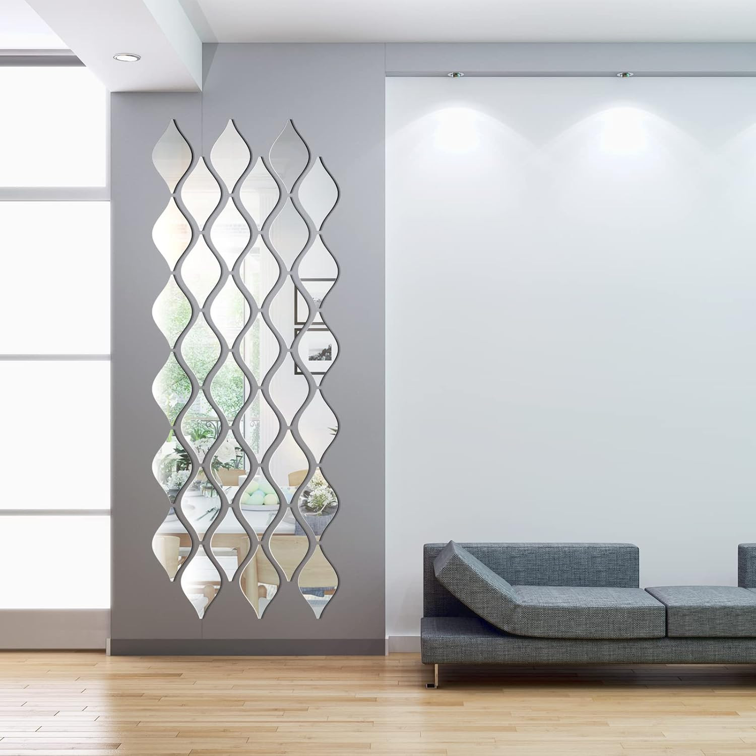 30 Pcs Mirror Wall Stickers Decor Acrylic 3D Tear Drop Decorative Mirrors Sticke