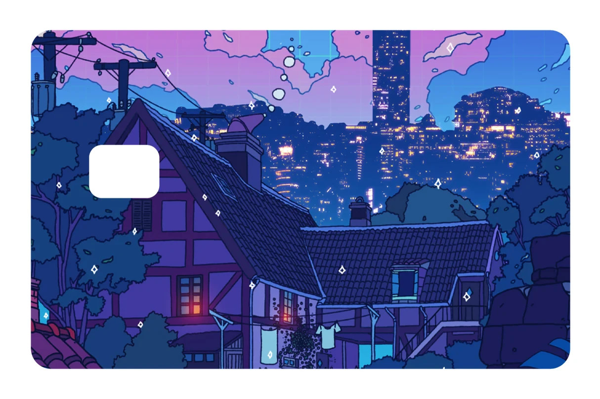 Lofi Night Cozy Aesthetic Card Skin 4 Pack Chill Nostalgic Anime Art Decal