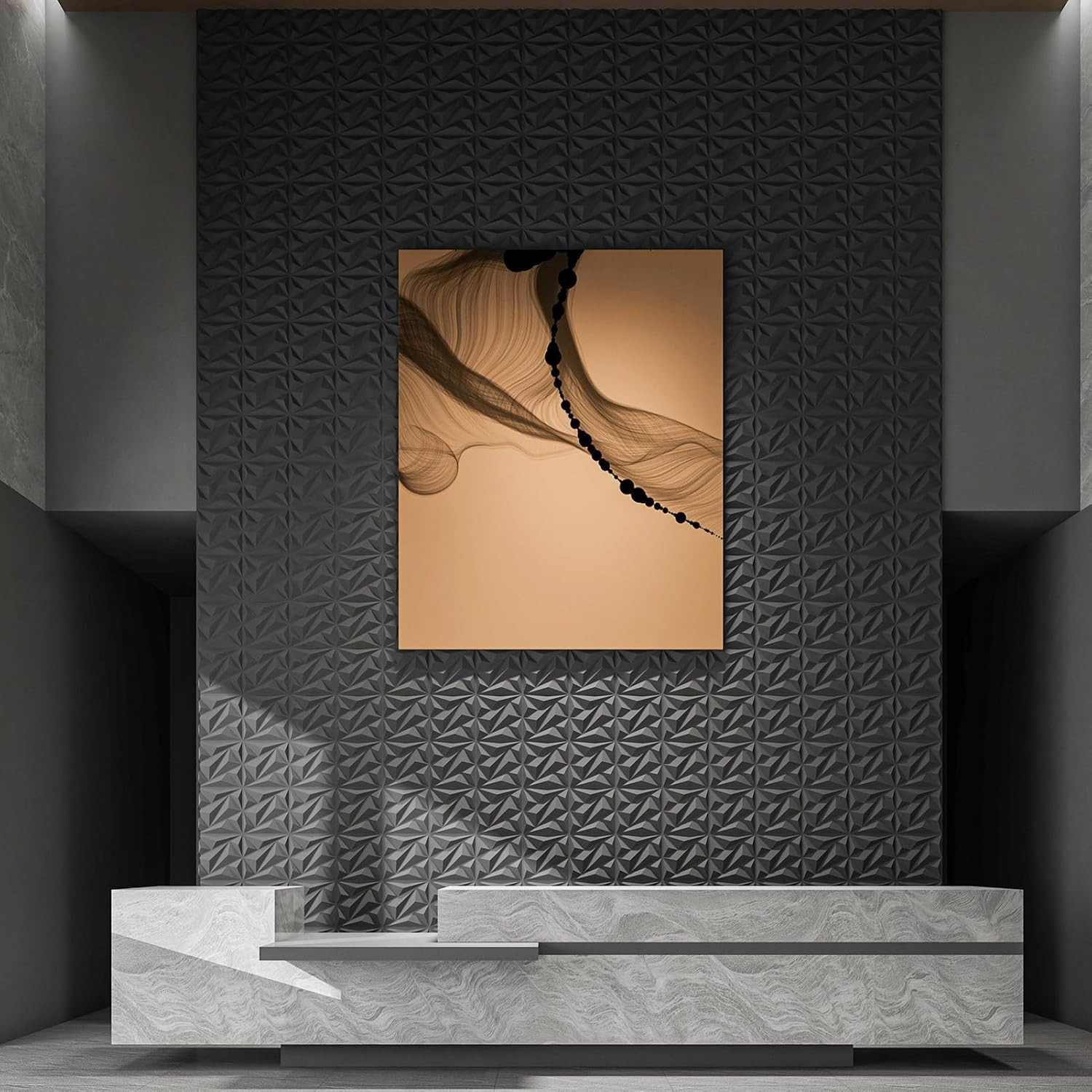 Art3D 33-Pack 3D Diamond Wall Panels for Interior Décor, Black, 12"x12