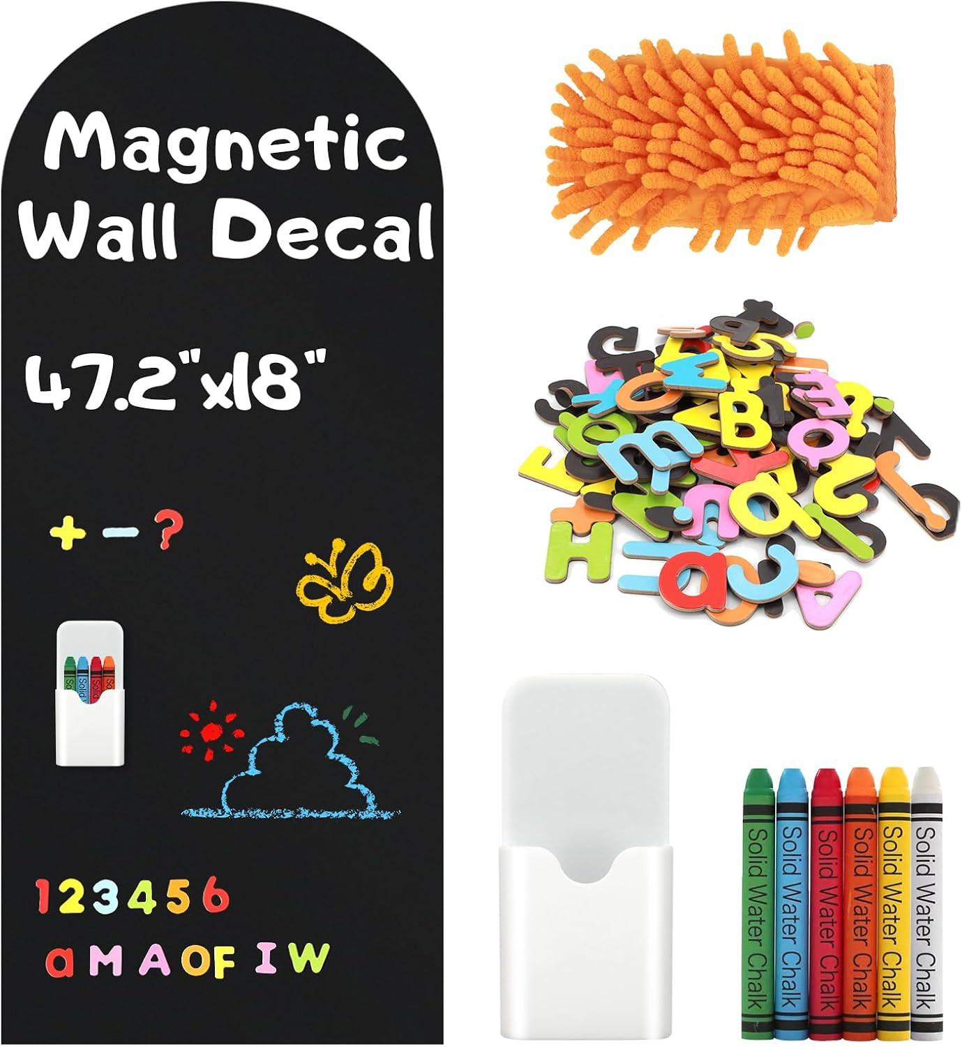 Magnetic Arch Wall Decal,47.2" x 18" Magnetic Chalkboard Set for Wall,Self-Adhes