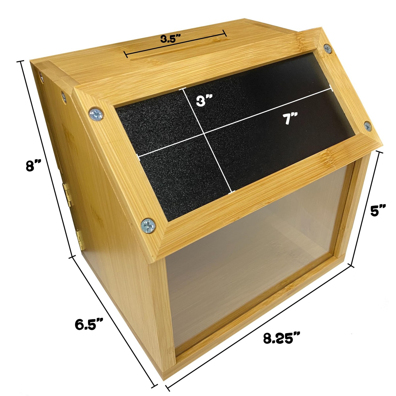 Bamboo Tip Jar and Suggestion Box with Chalkboard, Chalk, Locking Latch, and …