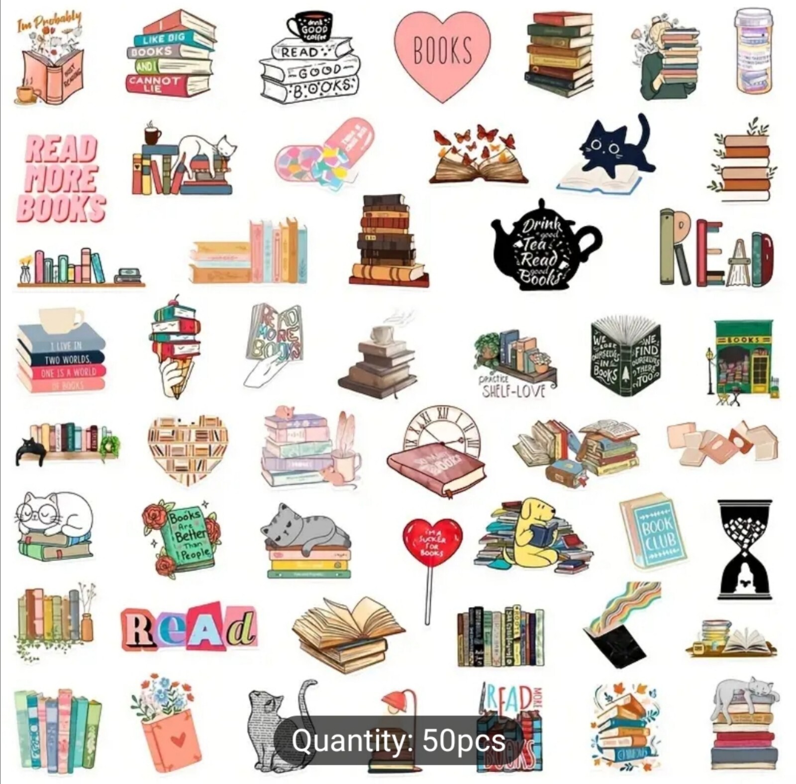 10 PCS Reading Books Lover Stickers BRAND NEW