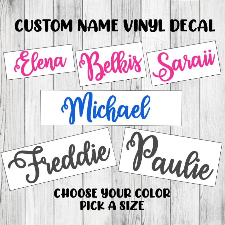 Decal Sticker Custom Name Vinyl Lettering Personalized Text Cursive Script Font