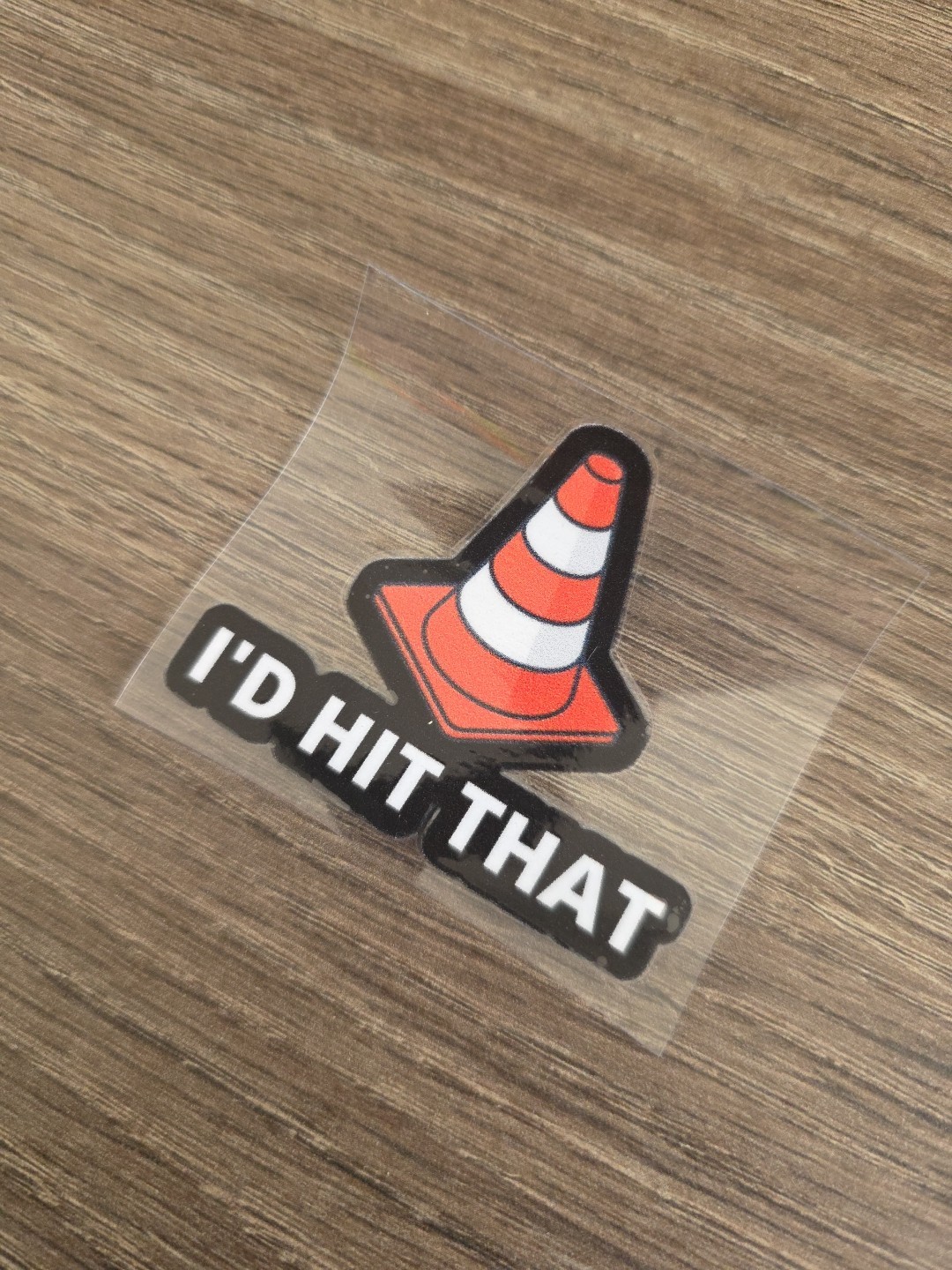 Funny Hardhat Laptop Vehicle UV DTF Decal Sticker Waterproof Traffic Cone