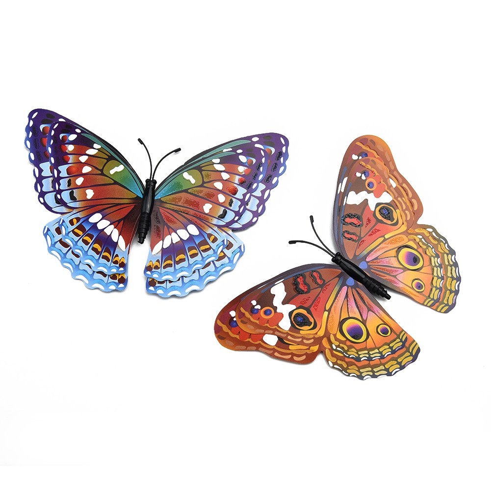 12Pcs – 3D/Luminous Butterfly Wall Stickers Double Layer Decals Home Art/ Decor