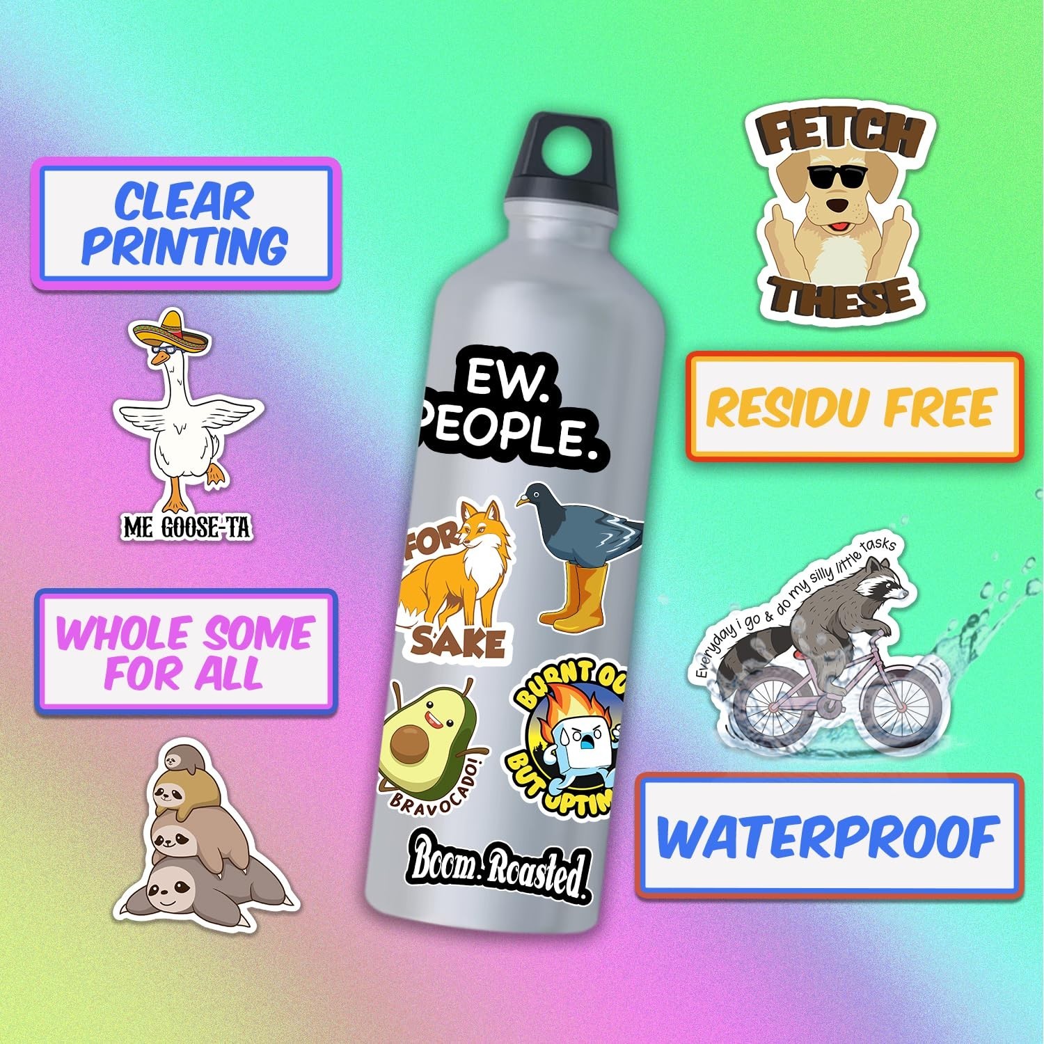 400 Pcs Waterproof Funny Stickers for Adults – Sarcastic Humor for Laptops, Phon