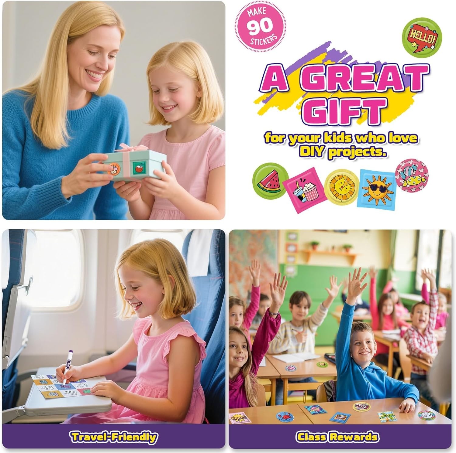 Creative Sticker Maker Kit – 90 Puffy Stickers with 7 Markers for Arts & Crafts