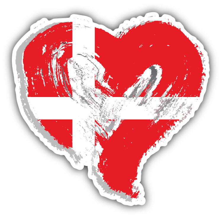 Denmark Grunge Heart Flag Car Bumper Sticker Decal