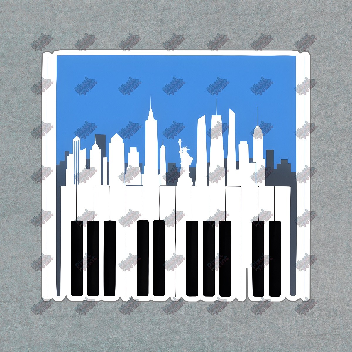 Urban Skyline Piano Art Iconic Cityscape Wall Decor Music and #8302