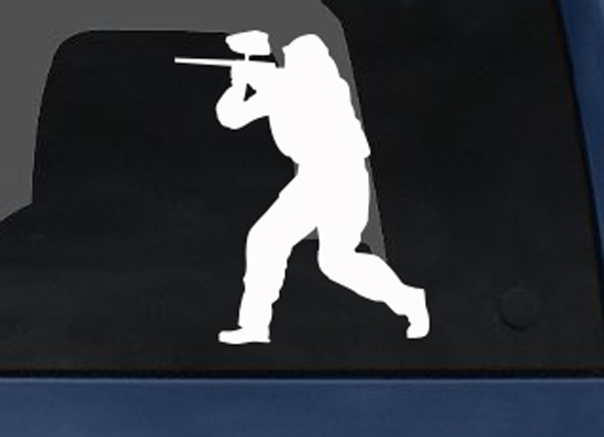 Sport Silhouette – Paintball Marker Player Version 1- Car Tablet Vinyl Decal