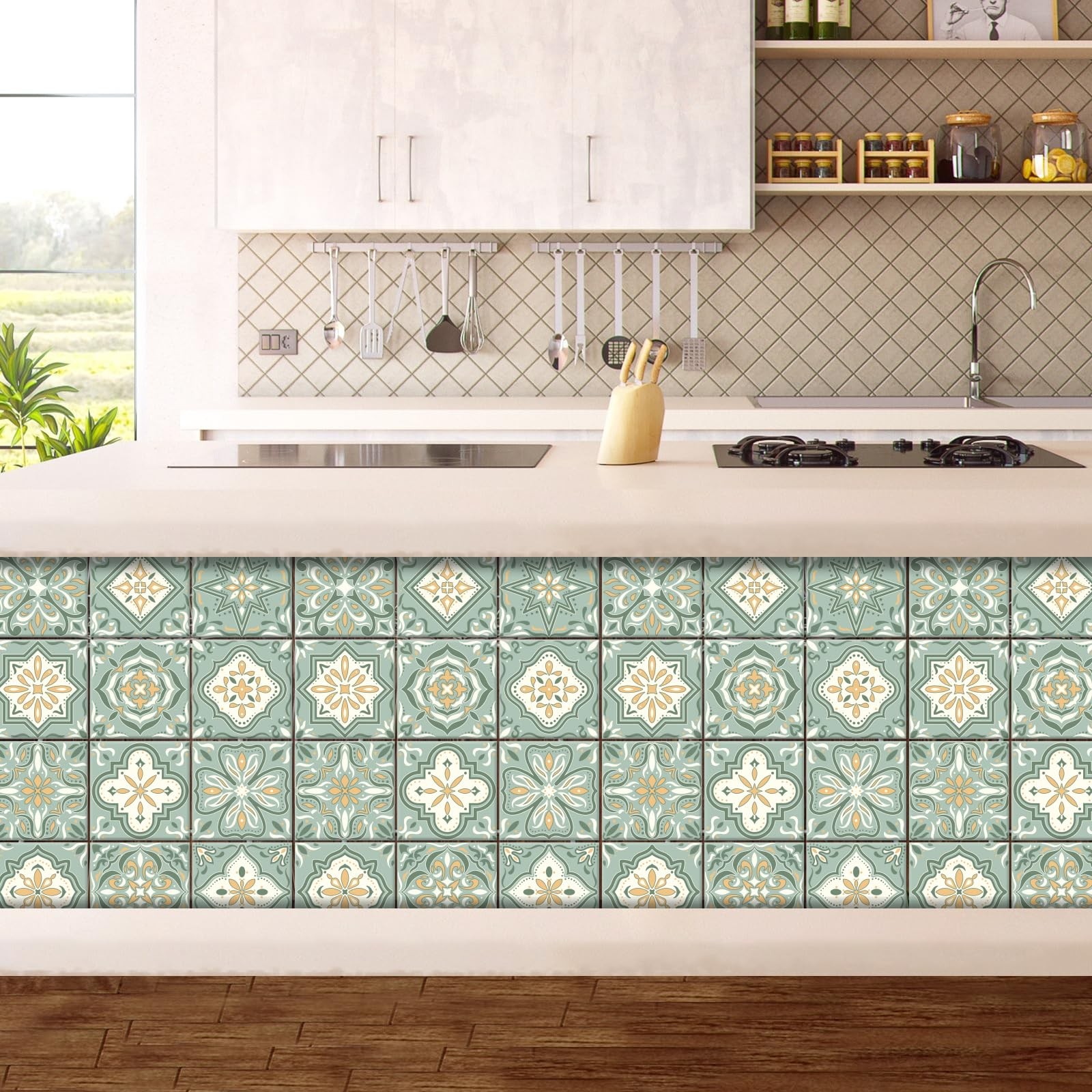 36PCS Bohemian Tile Stickers 4×4 inch Wall Stickers Waterproof Detachable PVC…
