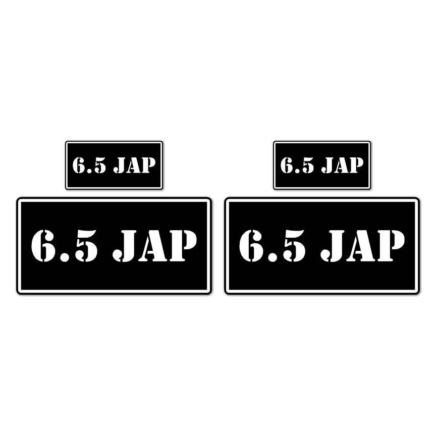 6.5 JAP B&W Ammo Box Set, Vinyl Decal Sticker, 2@ 1"x2" & 2@ 2"x4", #8426