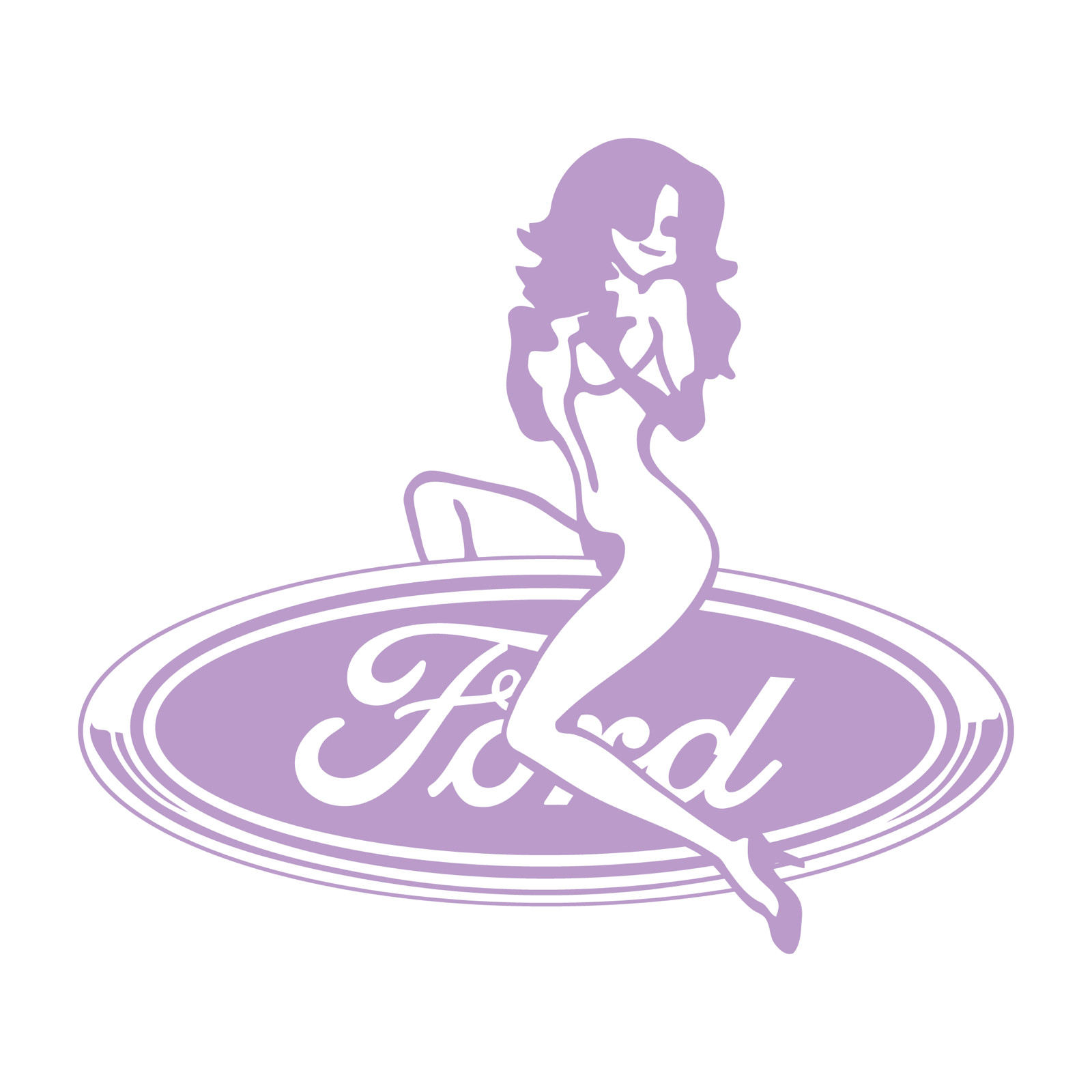Ford Logo With Sexy Girl Die Cut Decal USA Made Multiple Colors Available 6+yrs