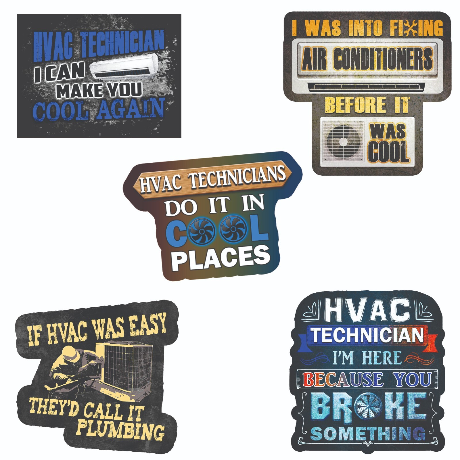 HVAC Stickers – Perfect for Any HVAC tech. Pack of 14