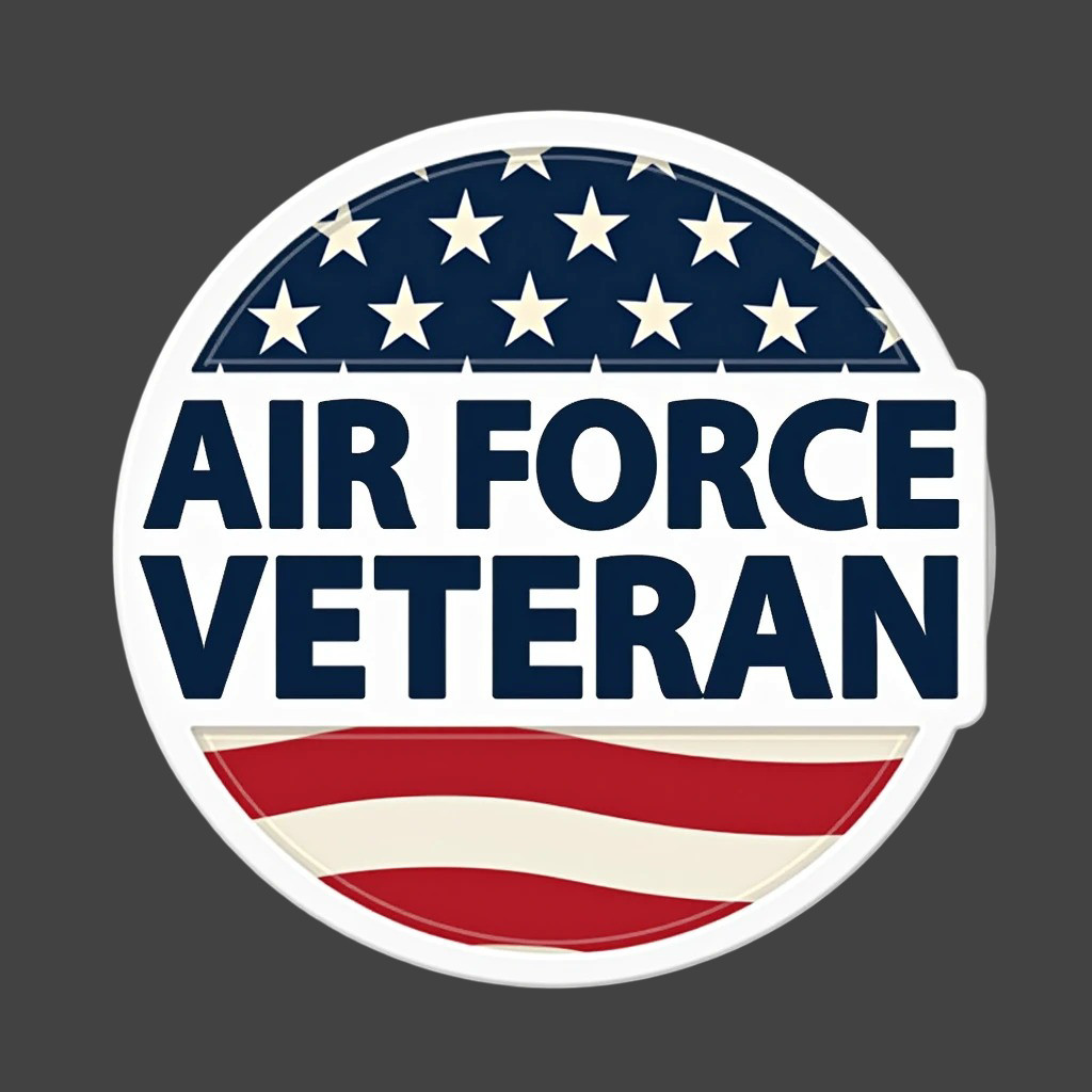 Air Force Veteran Stars and Stripes Badge Sticker Vinyl Decal Military Pride