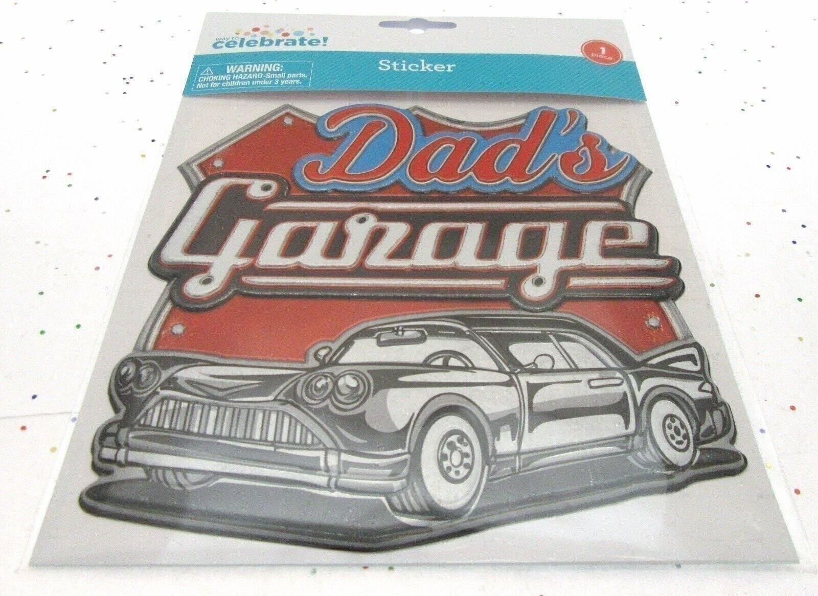 Dad's Garage Car Wall Sticker ~ 7 x 7 inch ~ Peel and Stick ~ Decor
