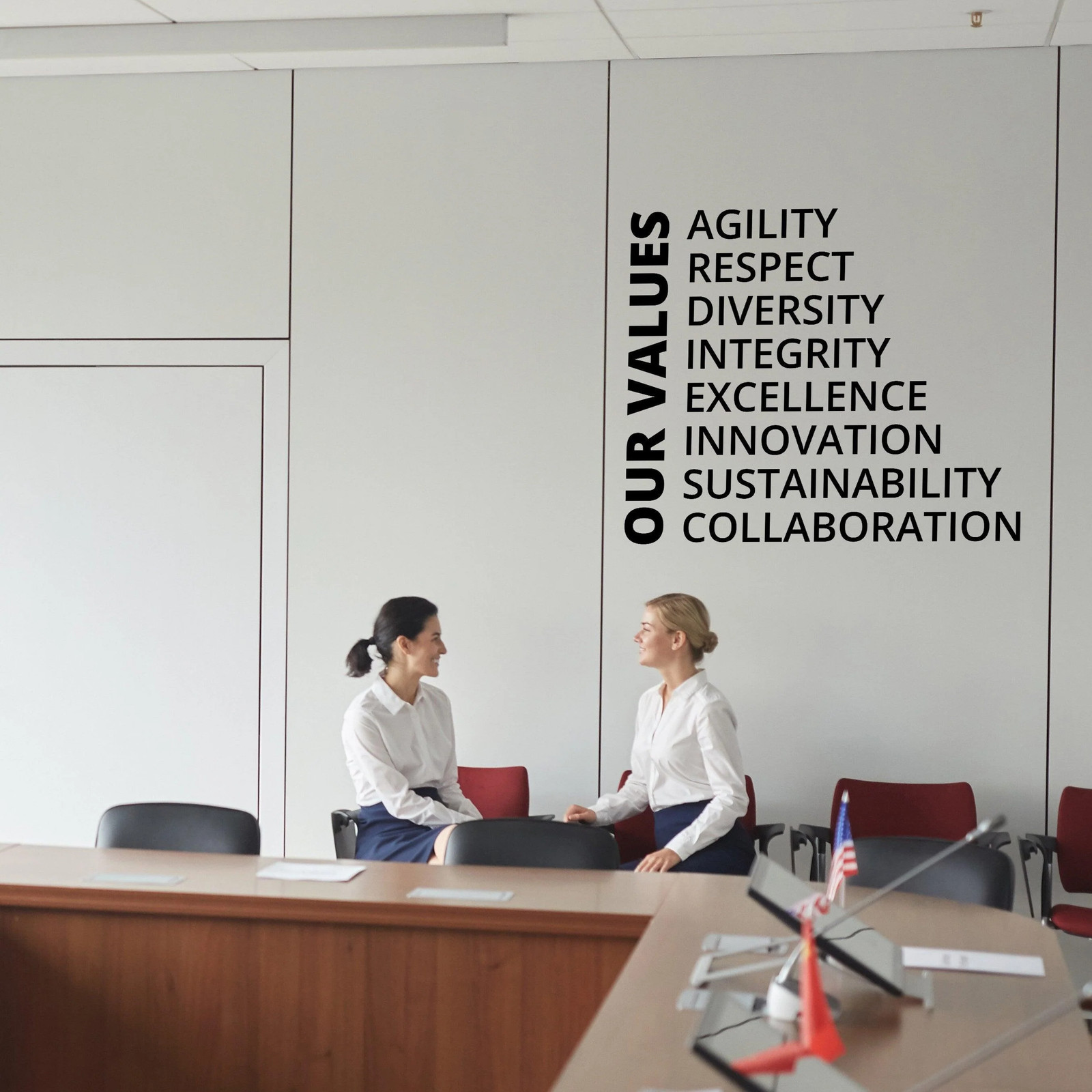 Our Values Office Wall Decal – Inspirational Conference Room Art Sticker –