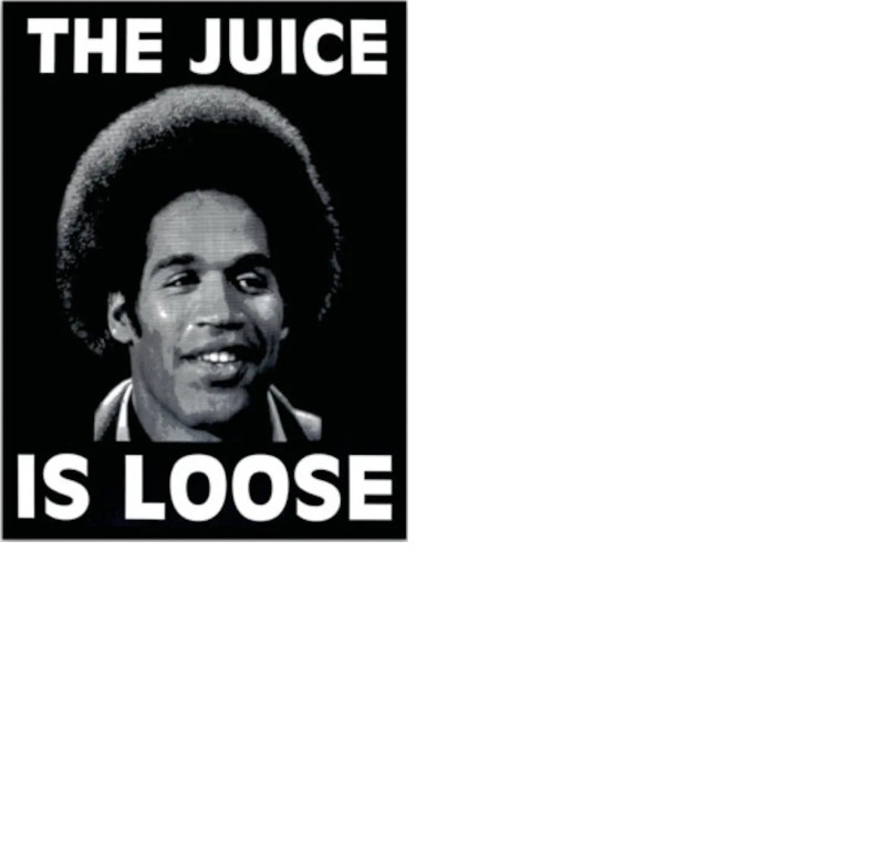 OJ Simpson Vinyl Decal Sticker RIP The Juice is Loose 3"Tall X 2.5" Wide