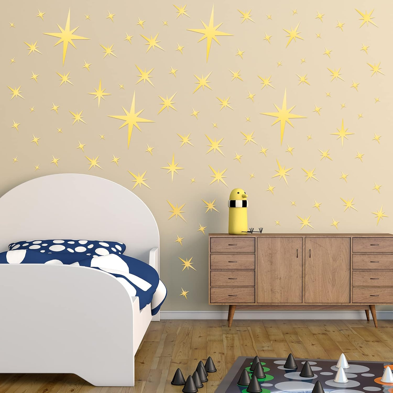 82 Pieces Mirror Wall Stickers Star Wall Decals Decor Removable 3D Acrylic Mi…