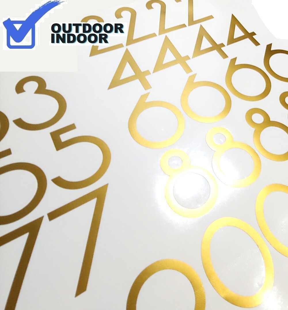 LOT of 20- Vonique Font, Modern Mailbox Numbers , Cars, doors -Black Gold White